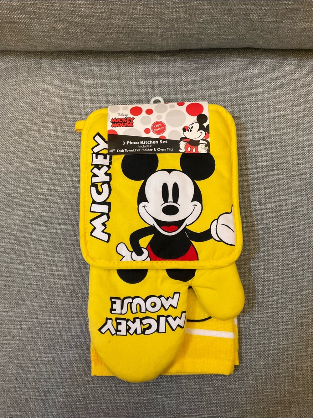 Disney Yellow Mickey Mouse 3-Piece Kitchen Linen Set